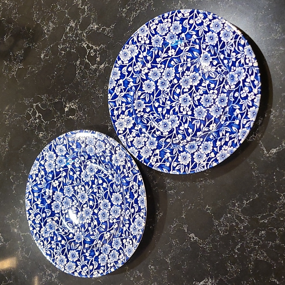 Duo of Calico Blue Salad Plates